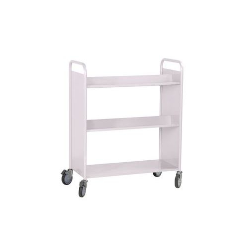 Chariot à livres 4 tablettes inclinées+1 droite double face gris 7036 - Image 2