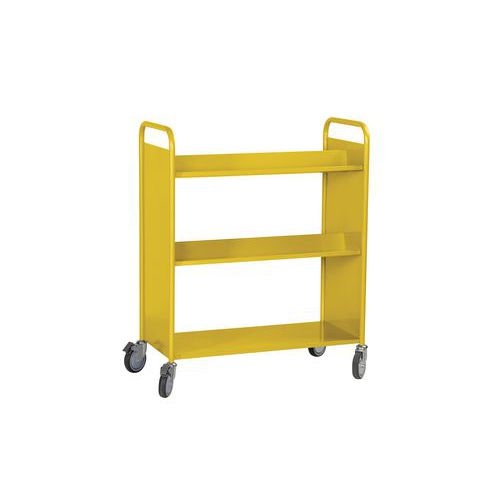 Chariot à livres 4 tablettes inclinées+1 droite double face jaune 1018 - Image 3