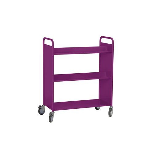 Chariot à livres 4 tablettes inclinées+1 droite double face prune 4006 - Image 2