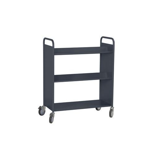 Chariot à livres 4 tablettes inclinées+1 droite double face anthracite 7016 - Image 3