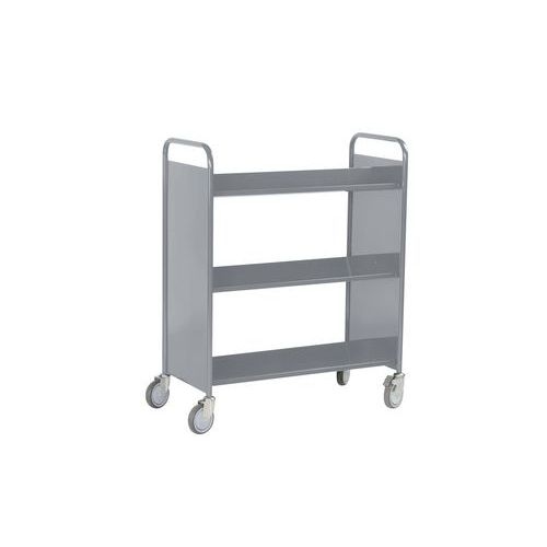 Chariot à livres 6 tablettes inclinées double face gris 7040 - Image 2