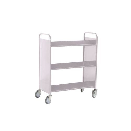 Chariot à livres 6 tablettes inclinées double face gris 7036 - Image 2