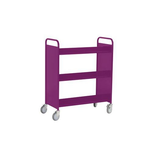 Chariot à livres 6 tablettes inclinées double face prune 4006 - Image 3