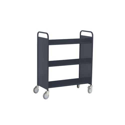 Chariot à livres 6 tablettes inclinées double face anthracite 7016 - Image 2
