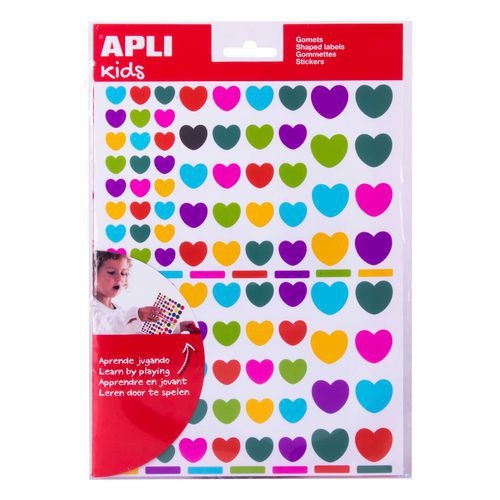 Pochette 624 gommettes coeur couleurs peps 3 tailles - Image principale