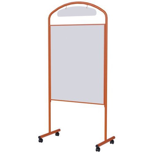 Présentoir cadre métal panneau tôle laquée sur roulettes coloris orange RAL 2004 - Image principale