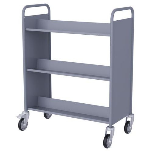 Chariot à livres 6 tablettes inclinées double face gris 7040 - Image 3