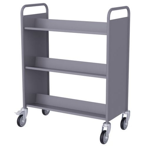 Chariot à livres 6 tablettes inclinées double face gris 7036 - Image 3