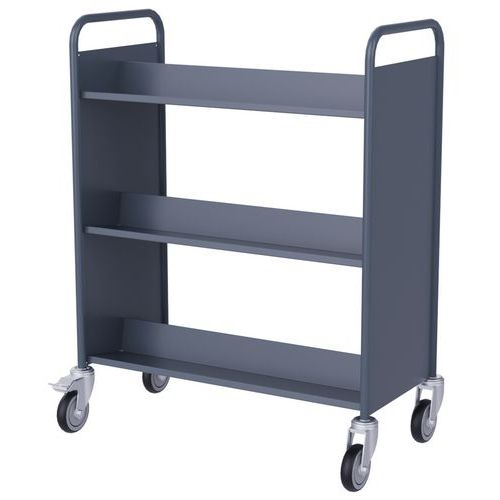 Chariot à livres 6 tablettes inclinées double face bleu gris 7031 - Image 2