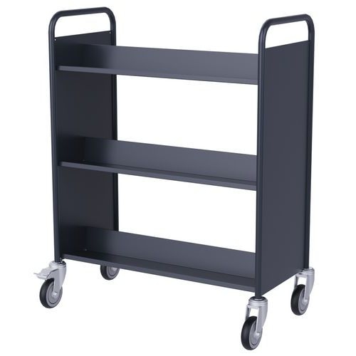 Chariot à livres 6 tablettes inclinées double face anthracite 7016 - Image 3