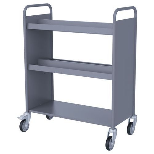 Chariot à livres 4 bacs CD DVD double face gris 7036 - Image principale