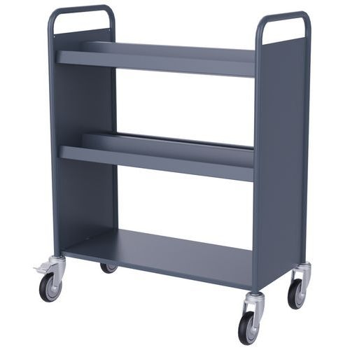 Chariot à livres 4 bacs CD DVD double face bleu gris 7031 - Image principale