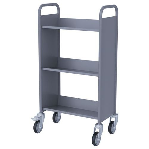 Chariot à livres 3 tablettes inclinées simple face gris 7036 - Image 2