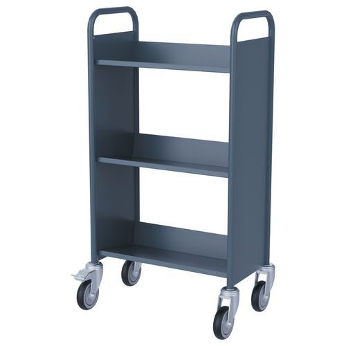 Chariot à livres 3 tablettes inclinées simple face bleu gris 7031 - Image 2
