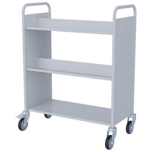 Chariot à livres 4 tablettes inclinées+1 droite double face blanc 9003 - Image 3