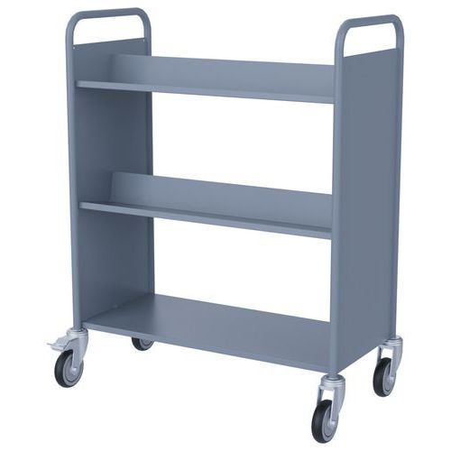 Chariot à livres 4 tablettes inclinées+1 droite double face gris 7040 - Image 2