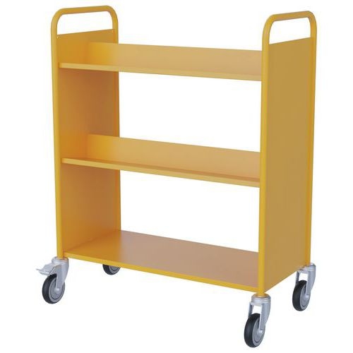 Chariot à livres 4 tablettes inclinées+1 droite double face jaune 1018 - Image 2