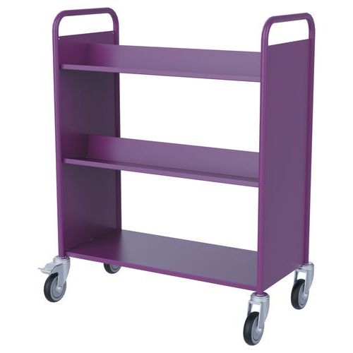 Chariot à livres 4 tablettes inclinées+1 droite double face prune 4006 - Image 3