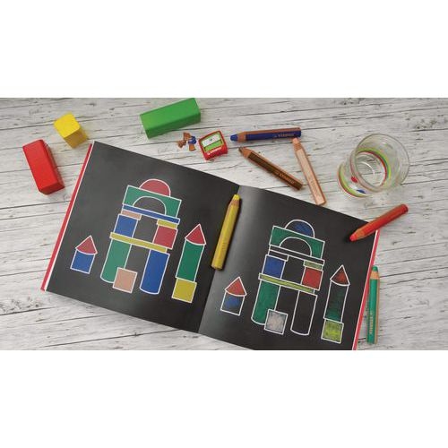 Etui carton 10 crayons Stabilo woody mine diam. 10 mm + 1 taille-crayon en plastique gros module offert - Image 2