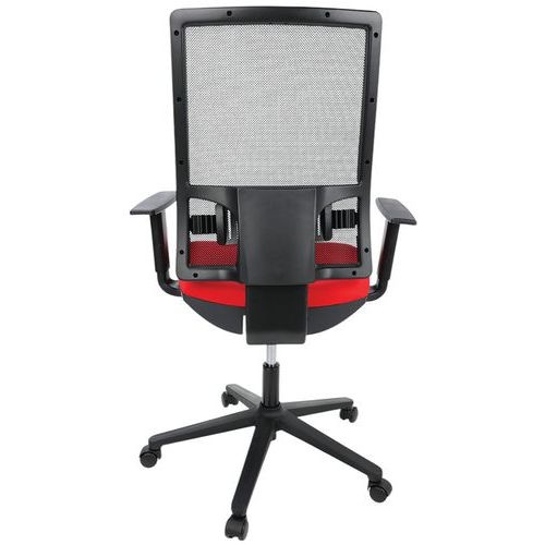 Fauteuil Office dossier résille assise tissu coloris rouge - Image 2