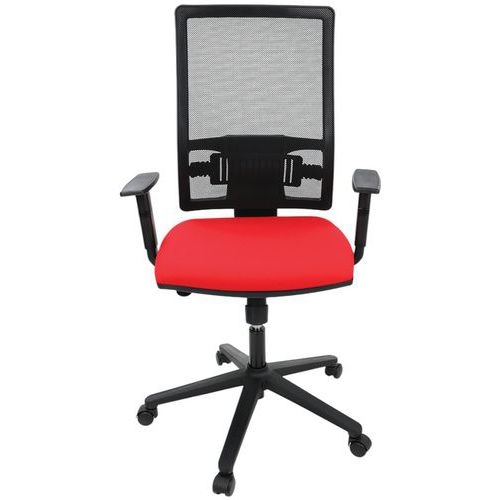 Fauteuil Office dossier résille assise tissu coloris rouge - Image 4