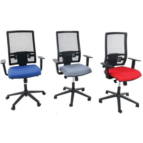 Fauteuil Office dossier résille assise tissu coloris rouge - Image 5