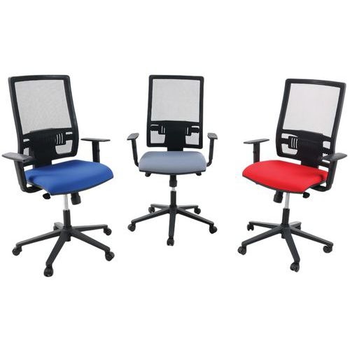 Fauteuil Office dossier résille assise tissu coloris rouge - Image 9