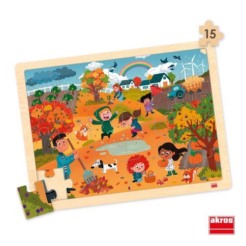Lot de 4 puzzles 'Les saisons' de 15 pièces en bois. - Image 6