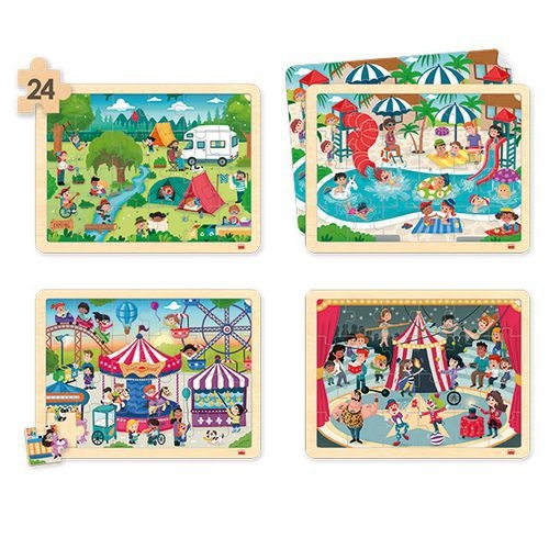 Lot de 4 puzzles 'Les loisirs' de 24 pièces en bois. - Image 2