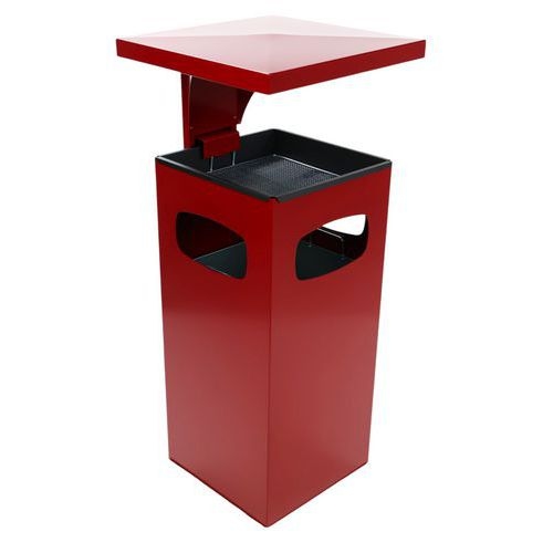Cendrier et poubelle 38 L acier galva rouge - Image principale