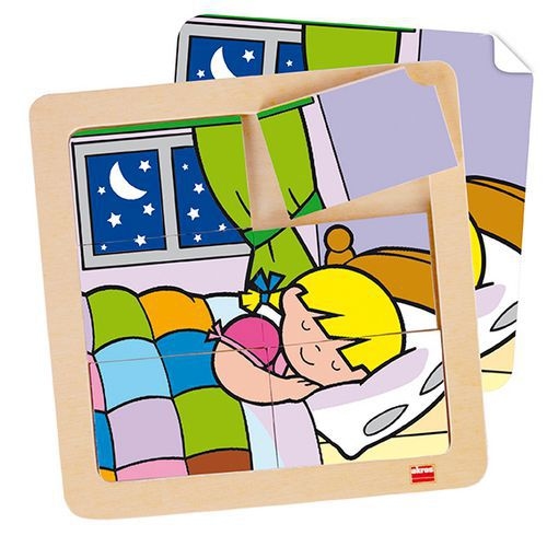 Lot 4 puzzles de 6 pièces en bois sur plateau plastique - Image 3