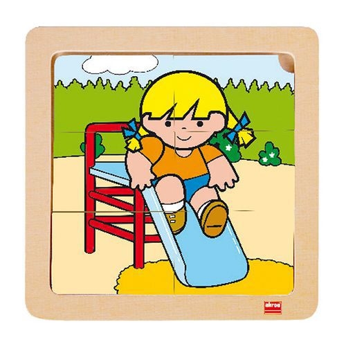 Lot 4 puzzles de 6 pièces en bois sur plateau plastique - Image 2