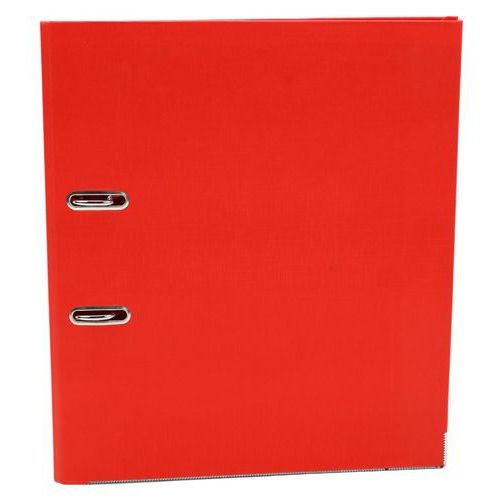 Classeur à levier plastique A4 dos: 75mm avec œillets de blocage et porte-étiquettes - Rouge - Image 4