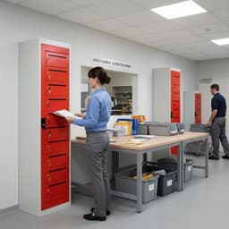 Armoire à courrier 10 cases Serrure à clé Rouge - Image 4
