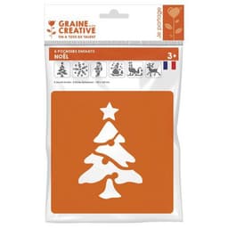 Pochoir plastique lavable 14,5 x 14,5 cm (Pochette de 6) - Noël - Image 2