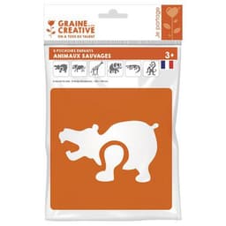 Pochoir plastique lavable 14,5 x 14,5 cm (Pochette de 6) - Animaux de la jungle - Image 2