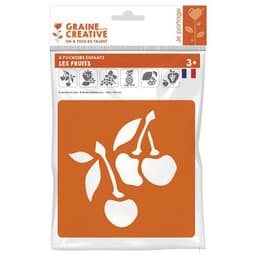 Pochoir plastique lavable 14,5 x 14,5 cm (Pochette de 6) - Les fruits - Image 2