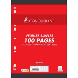 Feuillet recharge classeurs 100 pages A4 seyes 80g - Blanc (Etui de 50) - Image principale