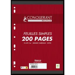 Paquet 100 feuillets simples 90g 200 p papier 100% recyclé - Image principale