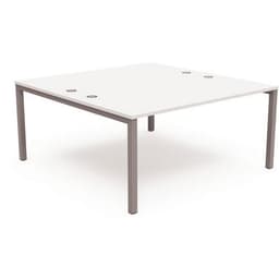 Bureau pied carré L160xP165 ép.25 mm blanc/gris alu - Image principale