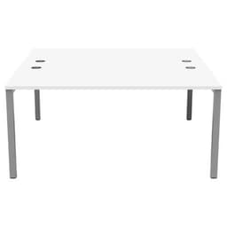 Bureau pied carré L160xP165 ép.25 mm blanc/gris alu - Image 2
