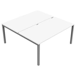 Bureau pied carré L160xP165 ép.25 mm blanc/gris alu - Image 4