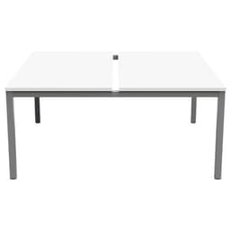 Bureau pied carré L160xP165 ép.25 mm blanc/gris alu - Image 3