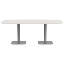 Table de réunion tonneau L200XP100 ép.25mm blanc/gris alu - Image 3
