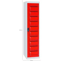 Armoire à courrier 10 cases Serrure à clé Rouge - Image 2