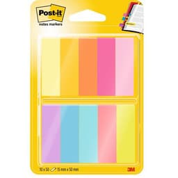 Lot 10 blocs 50 feuilles marque pages 15x50 mm couleurs assorties - Image principale