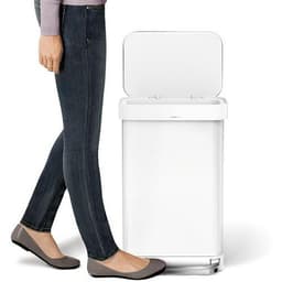 Poubelle à pédale rectangulaire inox 45L avec Liner Pocket, Coloris : Blanc - Image 2