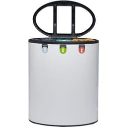 Poubelle tri sélectif Lune Binc 3flux couvercle ouvert Blanc - Image 2