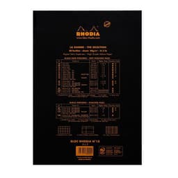 Bloc agrafé Rhodia BLACK N 18 21x29,7cm 80f Q.5x5 80g - Lot de 5 - Image 2