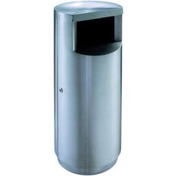 Poubelle ronde avec porte d'accès au côté inox mat - Image principale